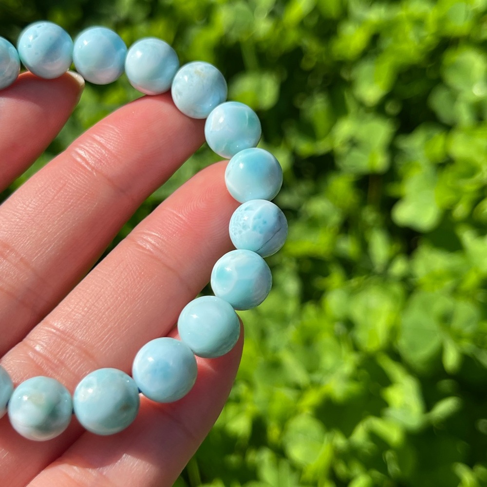 9.5mm stretchable‎ larimar bracelet
